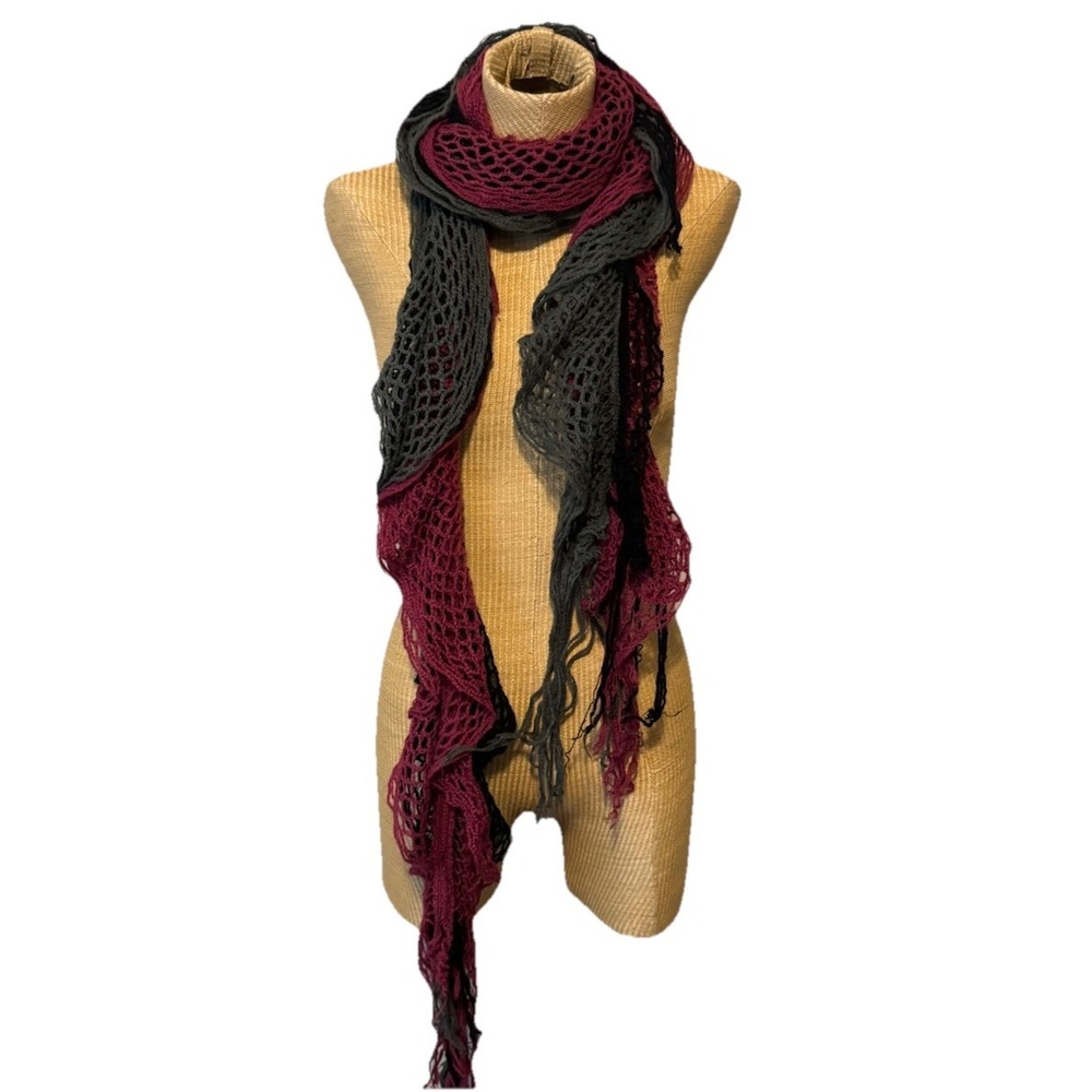 Women's VTG Y2K Ruffle Style Scarf Pink Black Grey Goth Fairy Grunge Punk Rock